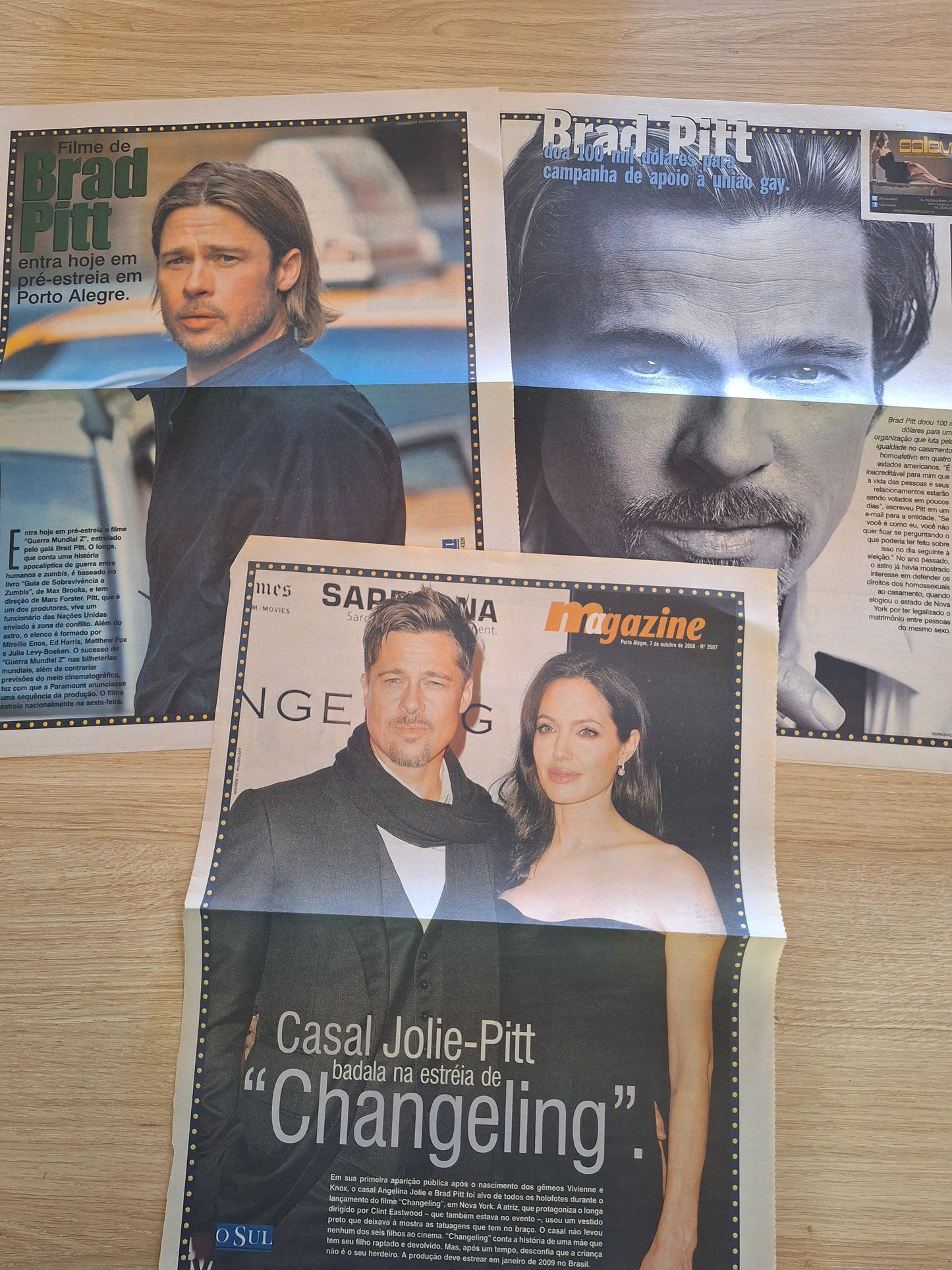 Brad Pitt - Combo de Jornais